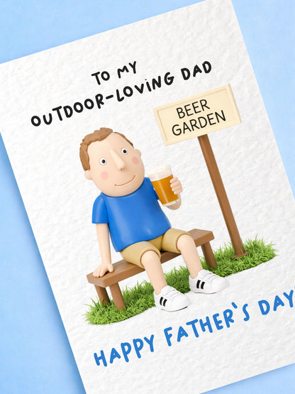 Father's Day Funny Card: Beer Garden Humorous Greeting Card, Outdoor Joke Gift