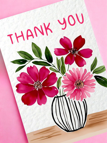 Luxury Thank You So Much Card - Cute Wild Flowers Gratitude Greeting