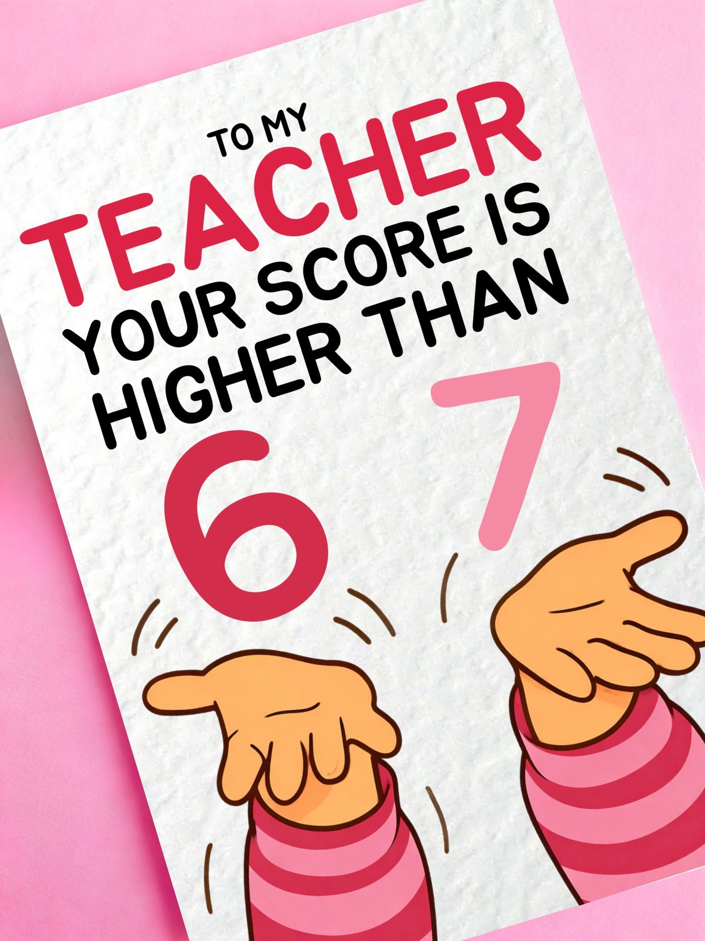 Luxury Thank You Teacher Card - Your Score Is Higher Than Six Seven Meme Gift, Leaving Greeting