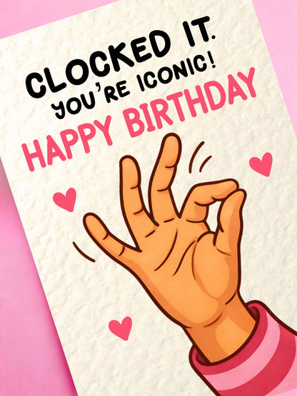 Funny Greeting Card - Clock It Birthday Card For Friend, Clock It Tea