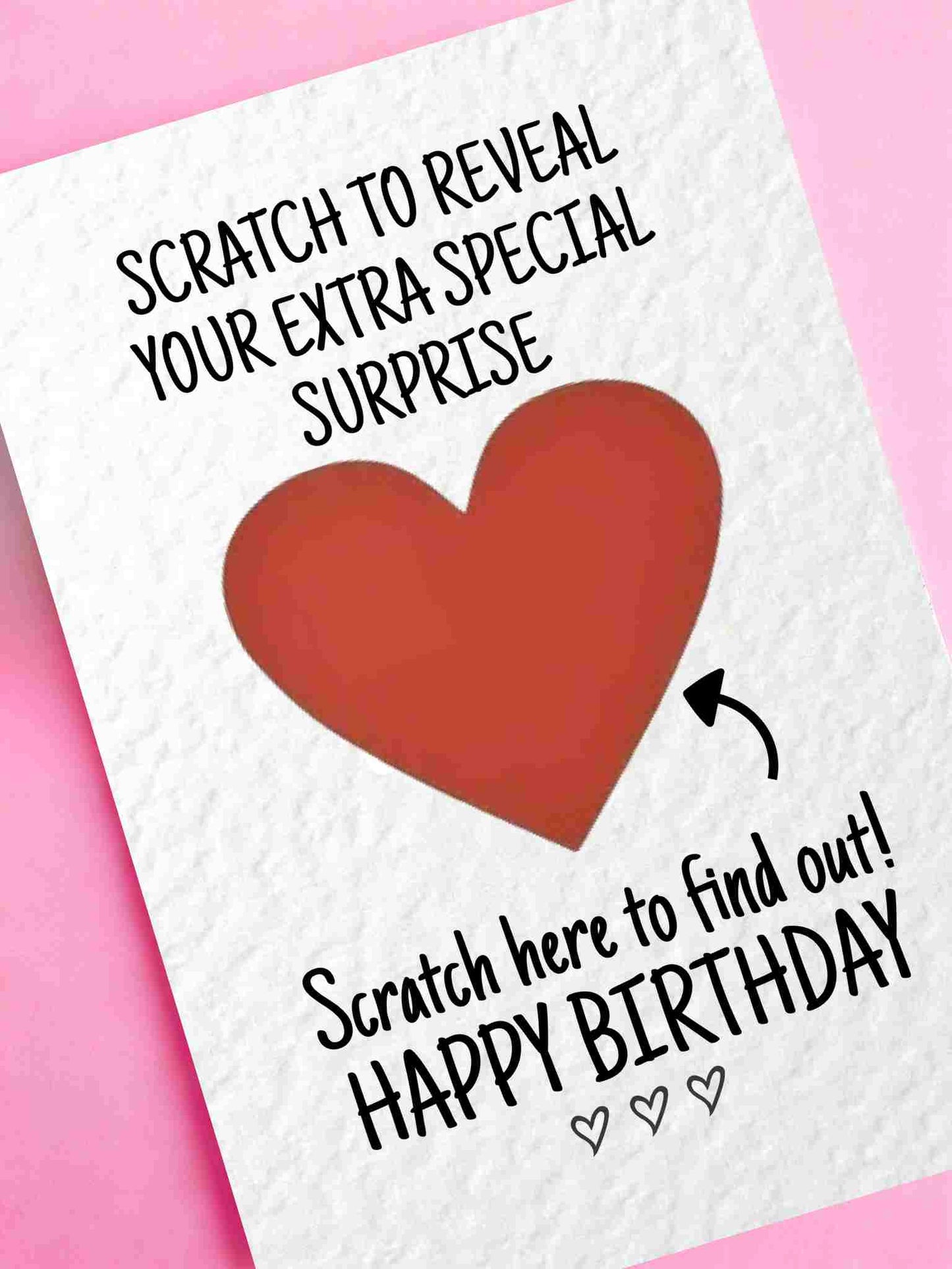 Make Your Own Scratch Card, Surprise Card, Heart Scratch to Reveal Card, Birthday Wish Greeting Card