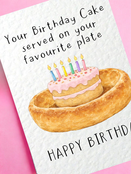 Giant Yorkshire Pudding Birthday Cake Greeting Card For Best Friend, Sibling, Relative, Favourite Plate