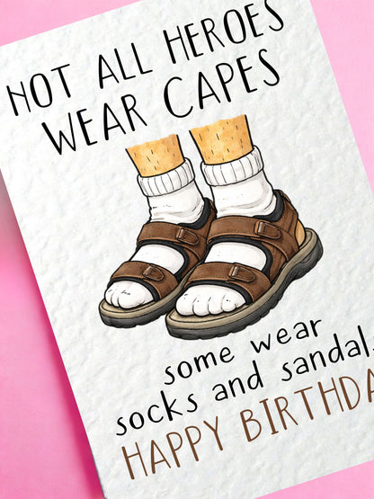 Funny Birthday Card: Humorous Greeting Card, Socks And Sandals Gift For Dad, Father, Friend, Uncle, Grandad