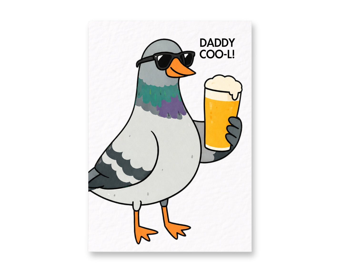 Funny Fathers Day Card for Dad, Daddy Coo-l Pigeon Card, Beer Lover Dad Card, Cute Pun Card, Cool Dad Birthday Card from Son Daughter