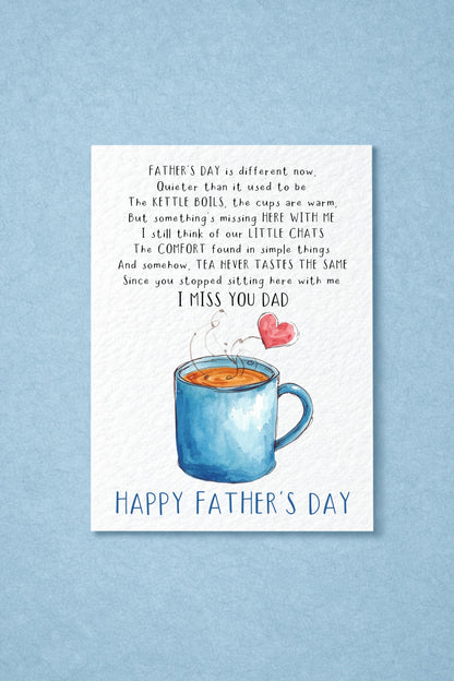 Grief Father’s Day Card for Dad, Memorial Dad Card, Sympathy Card for Loss of Father, Tea Cup Remembrance Card