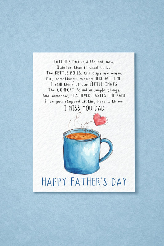 Grief Father’s Day Card for Dad, Memorial Dad Card, Sympathy Card for Loss of Father, Tea Cup Remembrance Card