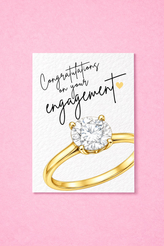 Congratulations on Your Engagement Card – Elegant Diamond Ring Design, Modern Engagement Congratulations Card