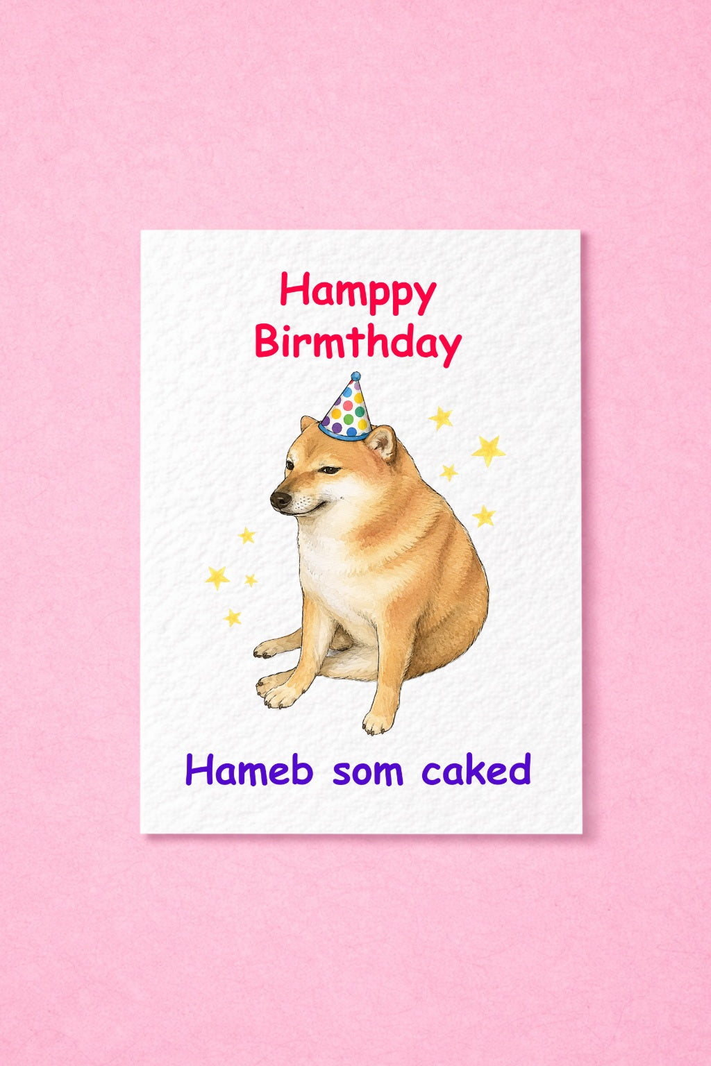 Funny Doge Meme Birthday Card - Humorous Shiba Inu Cheems Design