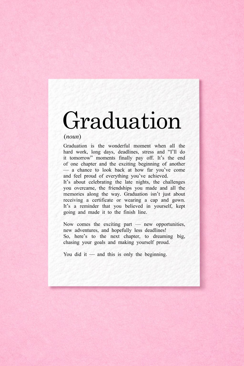 Graduation Definition Greeting Card, Achievement Thoughtful Gift