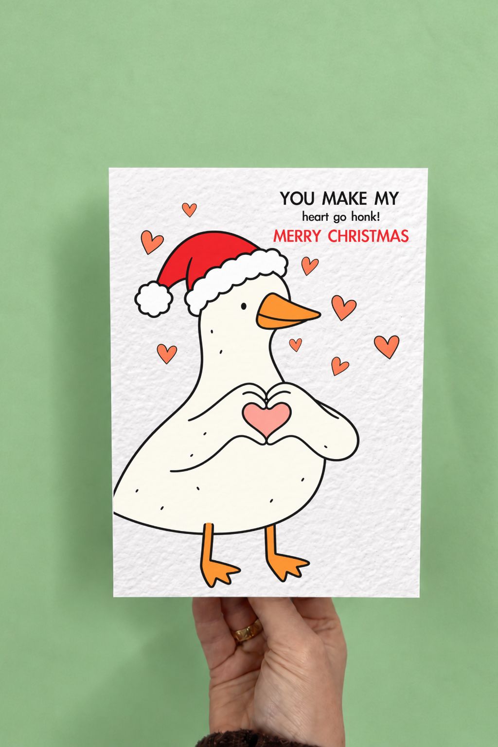Cute Goose Christmas Card: You Make My Heart Go Honk Greeting Card Design, Card For Partner, Girlfriend, Boyfriend