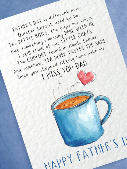 Grief Father’s Day Card for Dad, Memorial Dad Card, Sympathy Card for Loss of Father, Tea Cup Remembrance Card