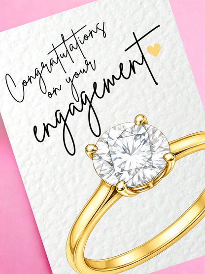 Congratulations on Your Engagement Card – Elegant Diamond Ring Design, Modern Engagement Congratulations Card