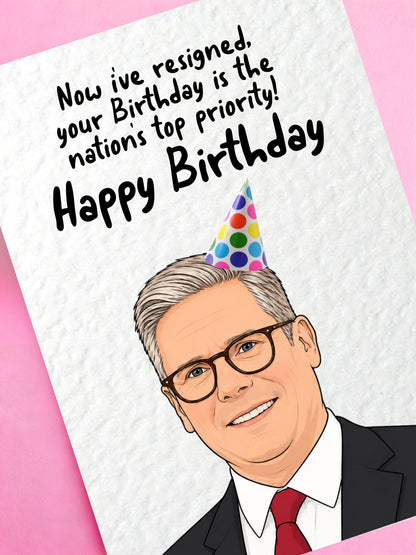 Keir Starmer Resignation Birthday Card, Funny Political Birthday Card, UK Politics Humour Card