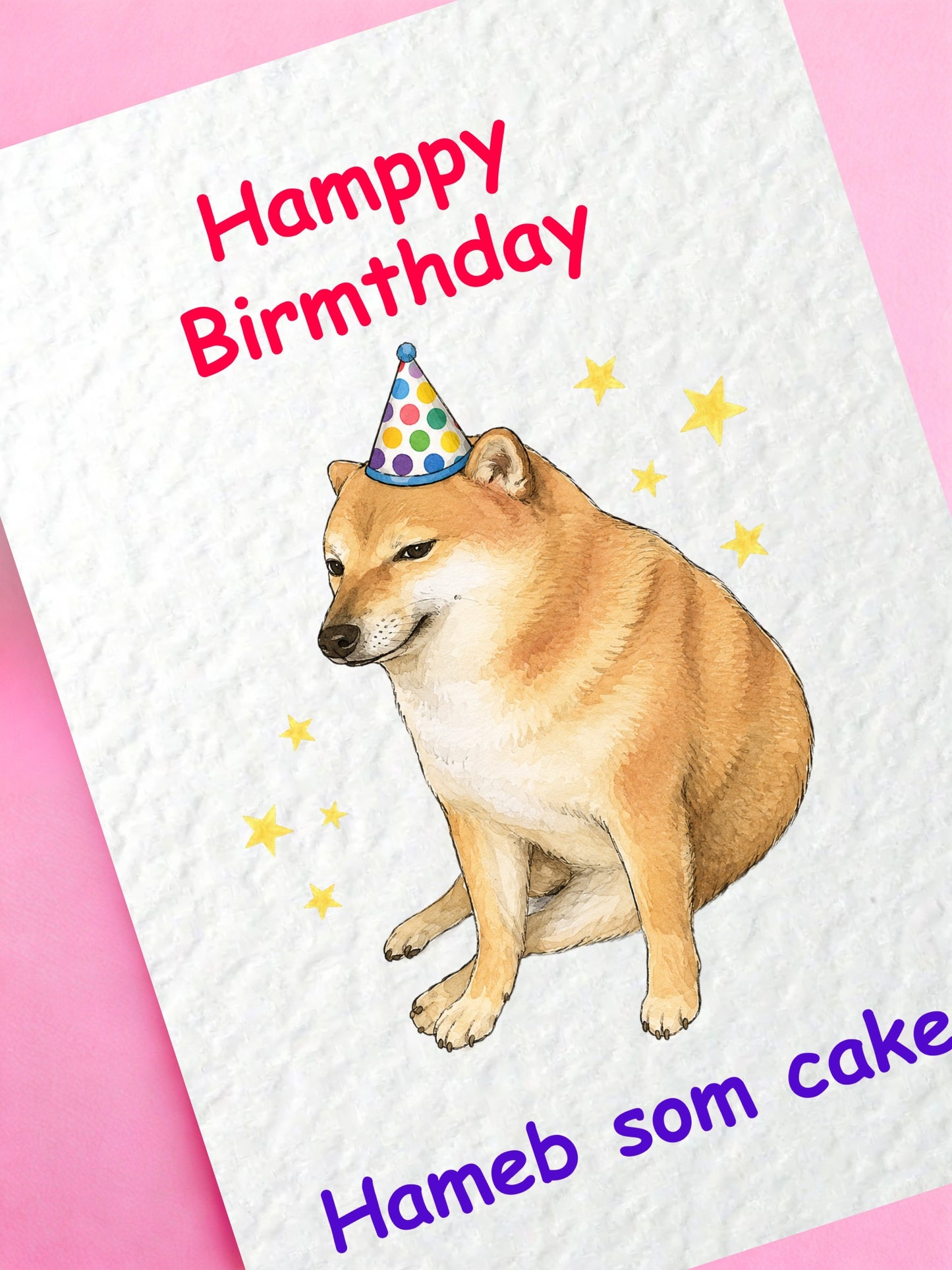 Funny Doge Meme Birthday Card - Humorous Shiba Inu Cheems Design