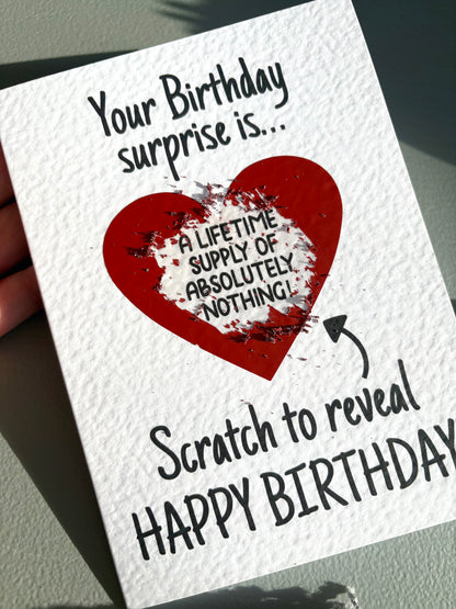 Funny Birthday Surprise Scratch Card, Cheeky Gift Reveal, Surprise Greeting Card, Birthday Card,  Rude Birthday Gift For Sibling, Friend