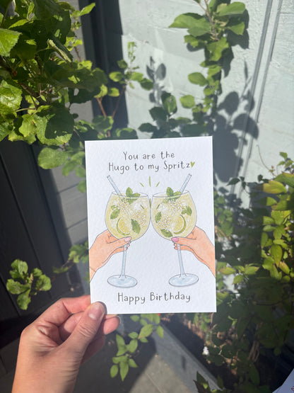 Cocktail Hugo Spritz, Aperol, Spicy Margs Birthday Card, You Are the Hugo to My Spritz, Funny Cocktail Birthday Trio Set Greeting Gift