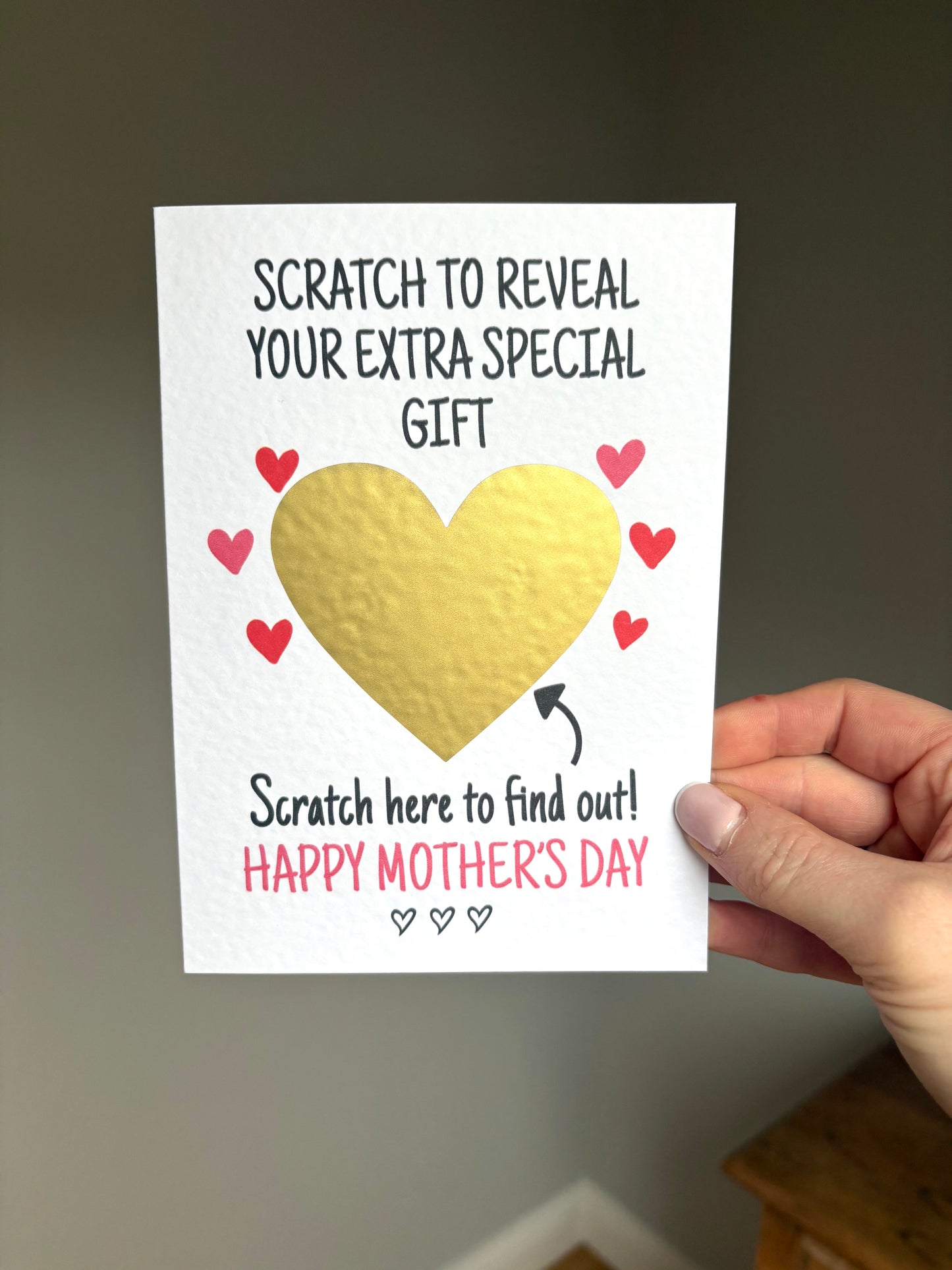 MOTHER'S DAY Surprise Scratch Card, Gift Reveal, Funny Greeting Card, Surprise Gift, Red Heart