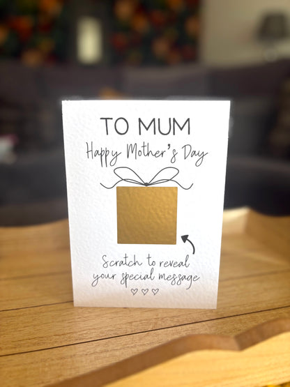 Mother's Day Surprise Scratch Card, You're One In A Million, Greeting Card, Surprise Gift, Gold Gift Present Box
