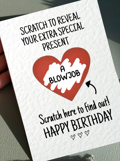 Funny Birthday Surprise Scratch Card, Cheeky Gift Reveal Greeting Card, Birthday Card, Rude Birthday Gift For BoyFriend, Partner, Husband