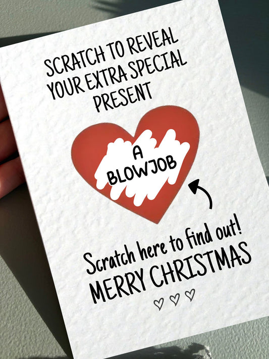 Funny Christmas Surprise Scratch Card, Cheeky Gift Reveal Greeting Card, Christmas Card, Rude Birthday Gift For BoyFriend, Partner, Husband