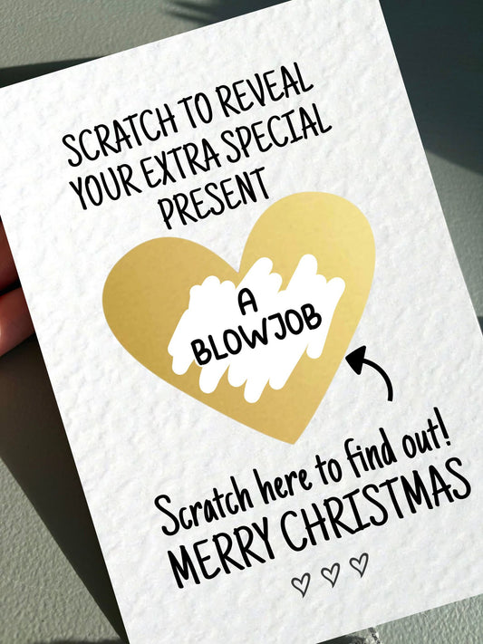 Funny Christmas Surprise Scratch Card, Cheeky Gift Reveal Greeting Card, Christmas Card, Rude Birthday Gift For BoyFriend, Partner, Husband