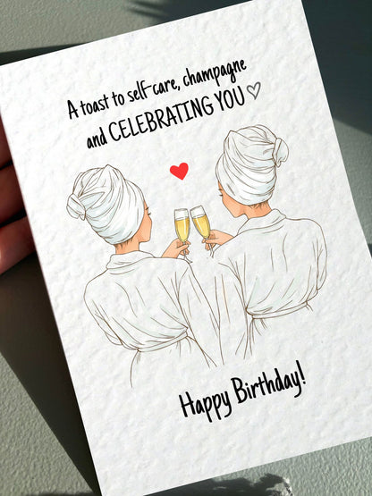 Bestie Spa Birthday Card: Self-Care Wellness Greeting Card