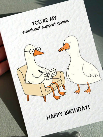Funny Emotional Goose Birthday Card: Therapy Goose Comforting Friend, Cute Card For Best Friend, Sibling, Funny Geese Greeting Card