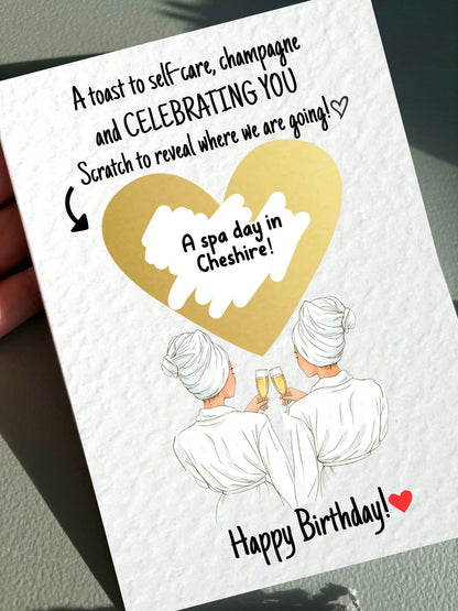 Bestie Spa Scratch To Reveal Birthday Card: Self-Care Wellness Greeting Card