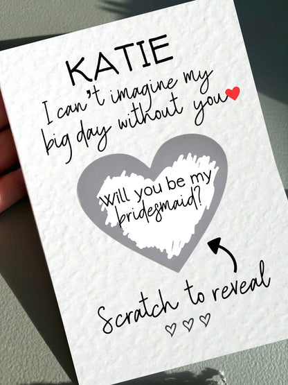 Will You Be My Bridesmaid Scratch Off Card Wedding Card, Maid Of Honour Scratch Surprise Reveal Luxury, Can't Imagine My Big Day Without You