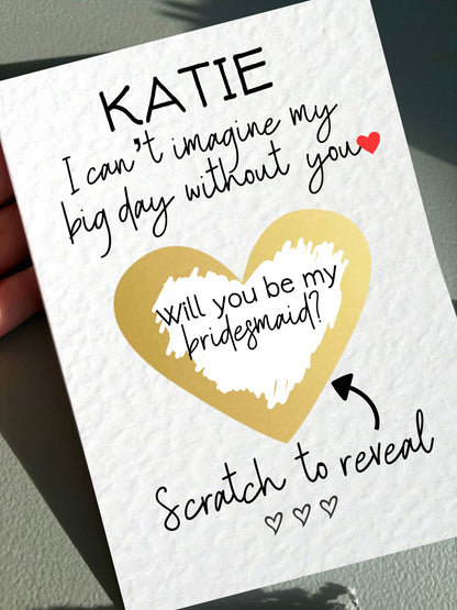 Will You Be My Bridesmaid Scratch Off Card Wedding Card, Maid Of Honour Scratch Surprise Reveal Luxury, Can't Imagine My Big Day Without You