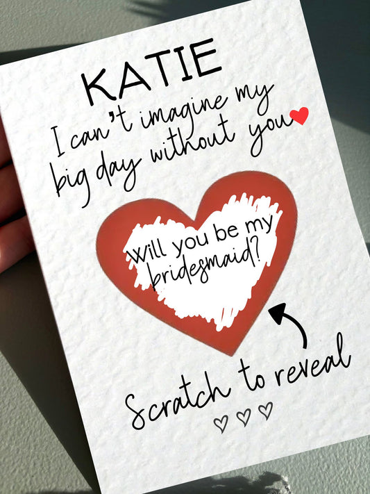 Will You Be My Bridesmaid Scratch Off Card Wedding Card, Maid Of Honour Scratch Surprise Reveal Luxury, Can't Imagine My Big Day Without You