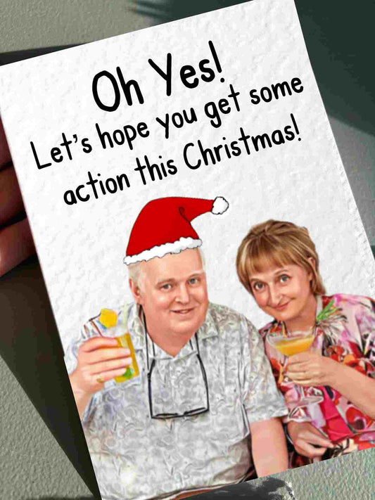 Funny Christmas Greeting Card: Jacqueline and Donald Humorous Design