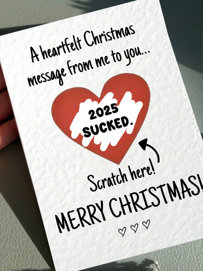 Funny Christmas Surprise Scratch Card, Gift Reveal, Surprise Greeting Card,Christmas Card, Surprise Trip, Holiday, 2025 Sucked