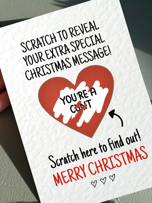 Funny Christmas Surprise Scratch Card, Cheeky Gift Reveal Greeting Card, Rude Christmas Gift For BoyFriend, Brother, Sibling, Partner