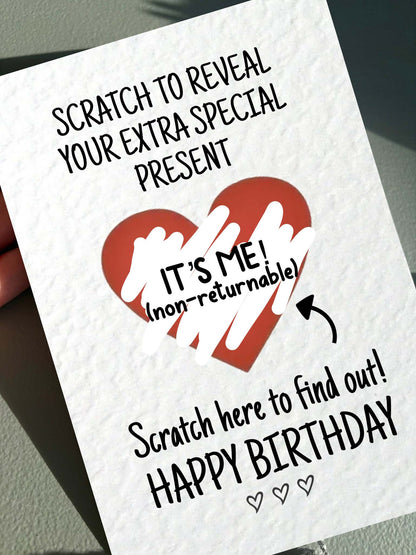 Funny Birthday Surprise Scratch Card, Cheeky Gift Reveal Greeting Card, I'm The Gift,Rude Birthday Gift For BoyFriend, Brother Partner