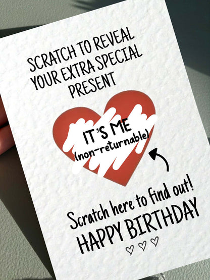 Funny Birthday Surprise Scratch Card, Cheeky Gift Reveal Greeting Card, I'm The Gift,Rude Birthday Gift For BoyFriend, Brother Partner