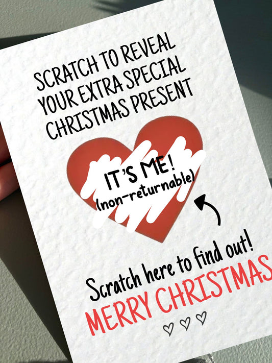 Funny Christmas Surprise Scratch Card, Cheeky Gift Reveal Greeting Card, I'm The Gift, Rude Christmas Gift For BoyFriend, Brother Partner
