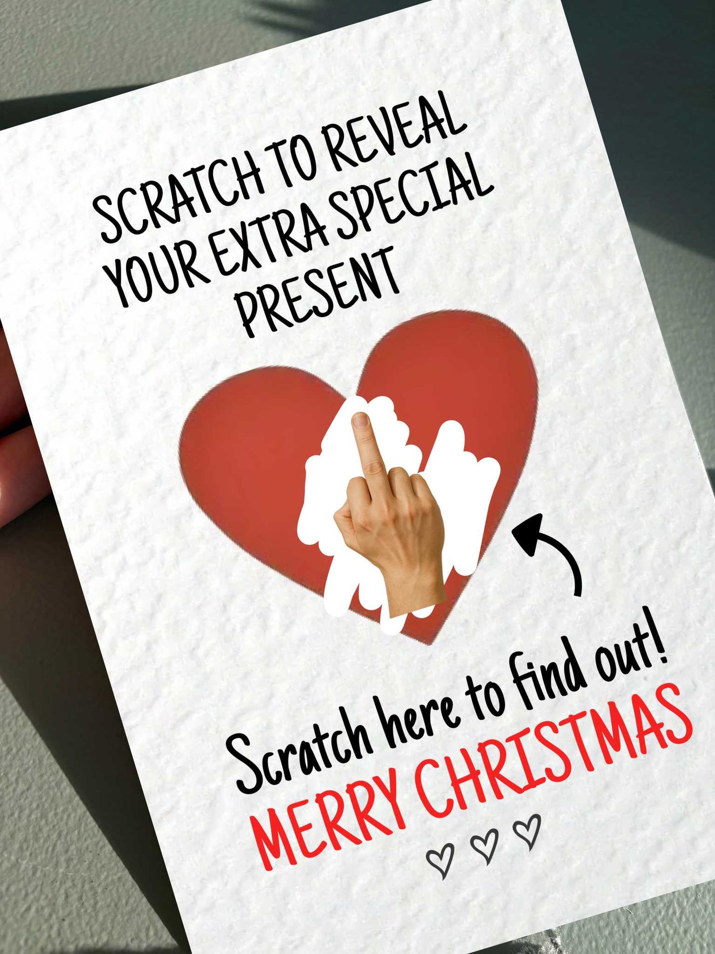 Funny Middle Finger Christmas Surprise Scratch Greeting Card, Cheeky Gift Reveal, Rude Gift For BoyFriend, Partner, Friend, Sibling