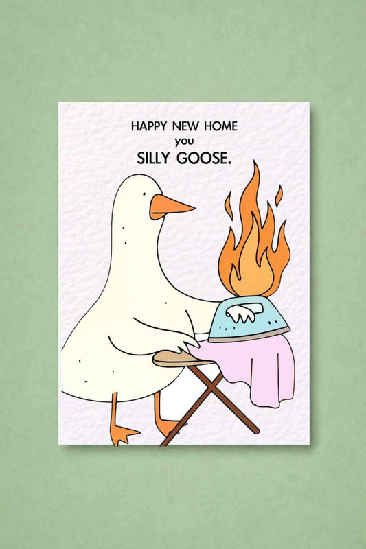 Funny Goose Birthday Card: New Home Greeting Card, Funny Silly Goose