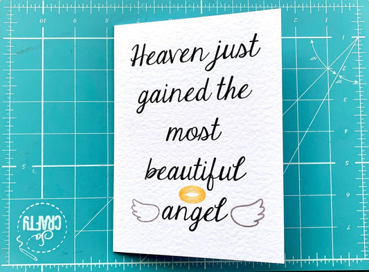 Sympathy Card- Heaven Just Gained The Most Beautiful Angel -Memory Card - Birthday In Heaven - Thinking Of You - Loved One's Passing