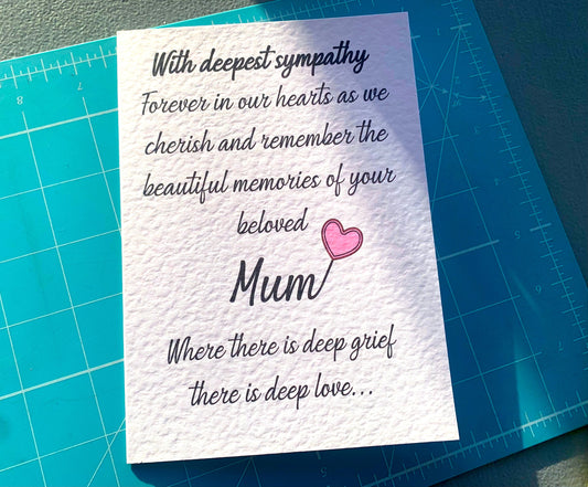 Sympathy Card For Mum - Bereavement Card - Death Anniversary - Grieving - Birthday In Heaven - Deepest Sympathy - Thinking Of You Mother