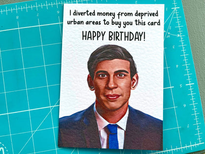 Rishi Sunak Birthday Greeting Card - Funny Politician Card- Boris Johnson