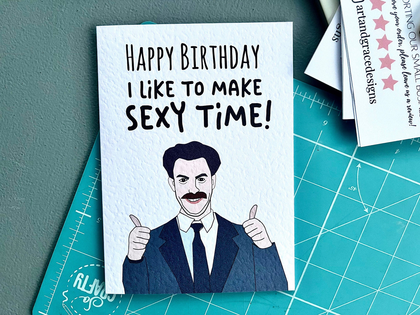 Borat Birthday Greeting Card - Funny Greeting Card - Sacha Noam Baron Cohen - Rude Card