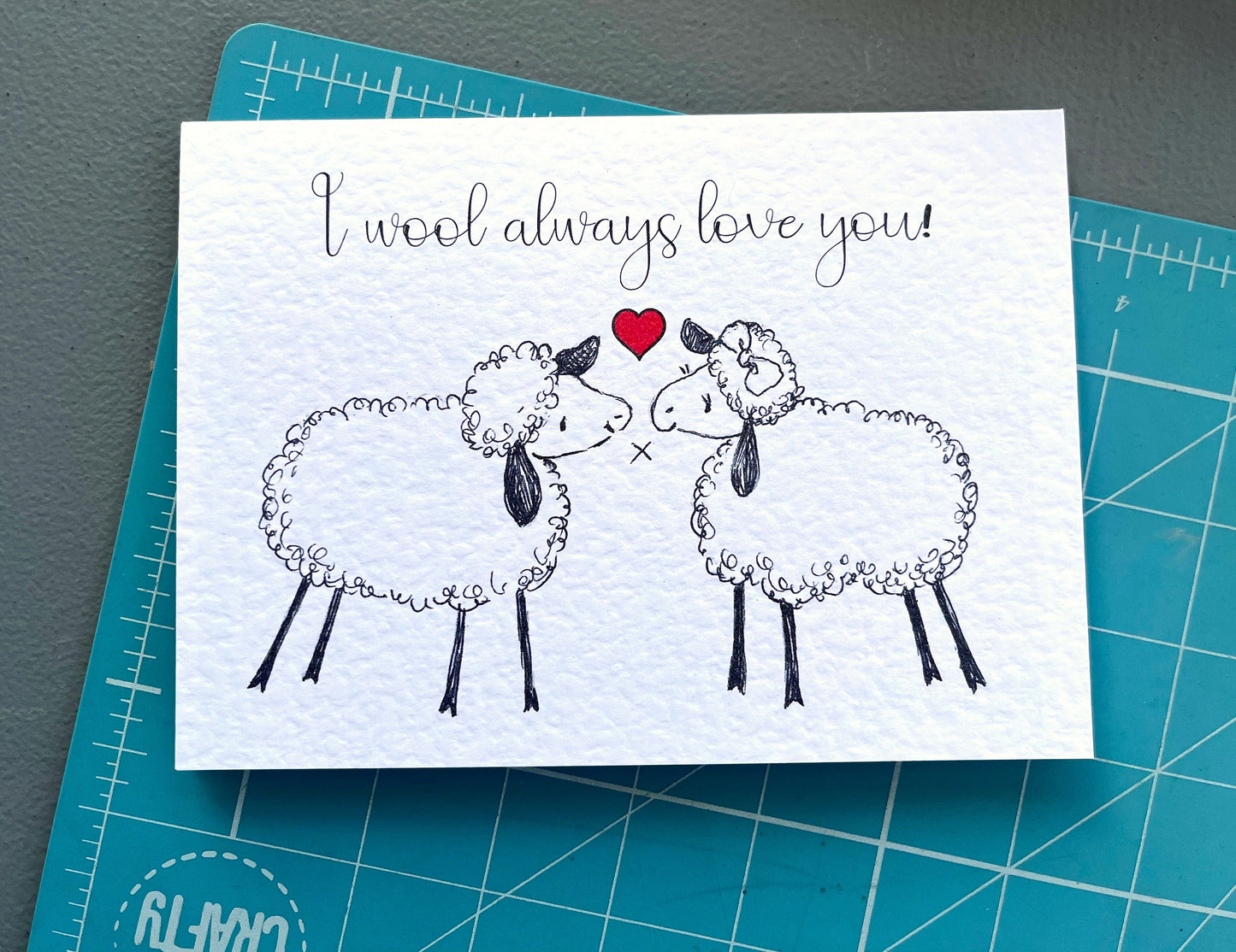 Sheep Couple Love Greeting Card- Happy Anniversary To Ewe - Adorable Cute Woolley Sheep Couple - Illustration -Anniversary