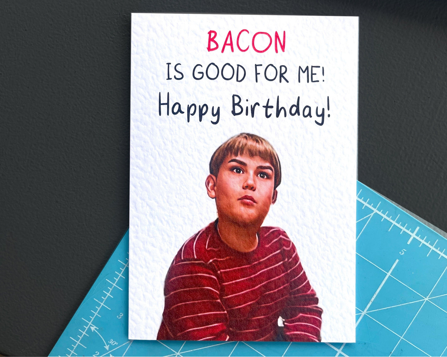 King Curtis Greeting Card - Bacon Is Good For Me - Happy Birthday - Humorous Card - Funny Internet Meme - Bacon Is Good For Me