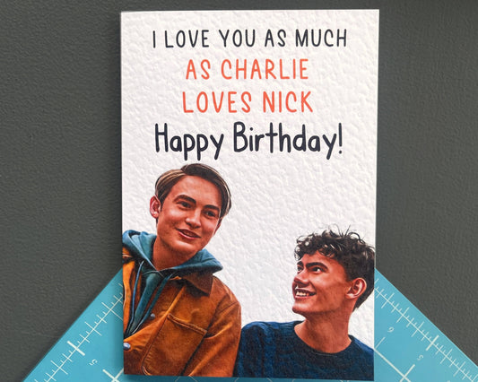 Heartstopper Greeting Card - Happy Birthday- Charlie And Nick - Famous Actor - Card For Partner - LGBTQ Community