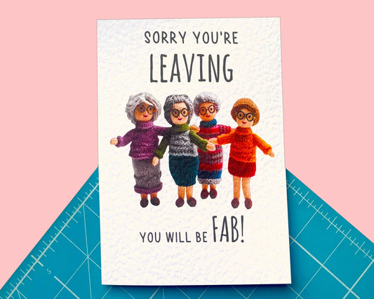 Funny Knitted Women Work Colleagues- Sorry You're Leaving - Congrats On Your New Job, Congratulations- We Will Miss You, New Job Card