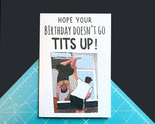 Woman Falling Through Window Viral Video Birthday Greeting Card - Happy Birthday- Humorous Rude Card - Funny