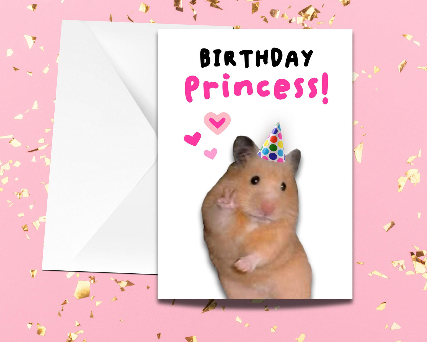 Peace Sign Hamster Viral Meme Greeting Card - Happy Birthday - Birthday Girl - Humorous Card - Funny Meme- Cute Hamster