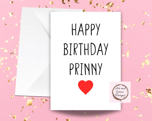 Prinny Card-  Birthday Card For Partner -Best Friend - Girlfriend - Boyfriend